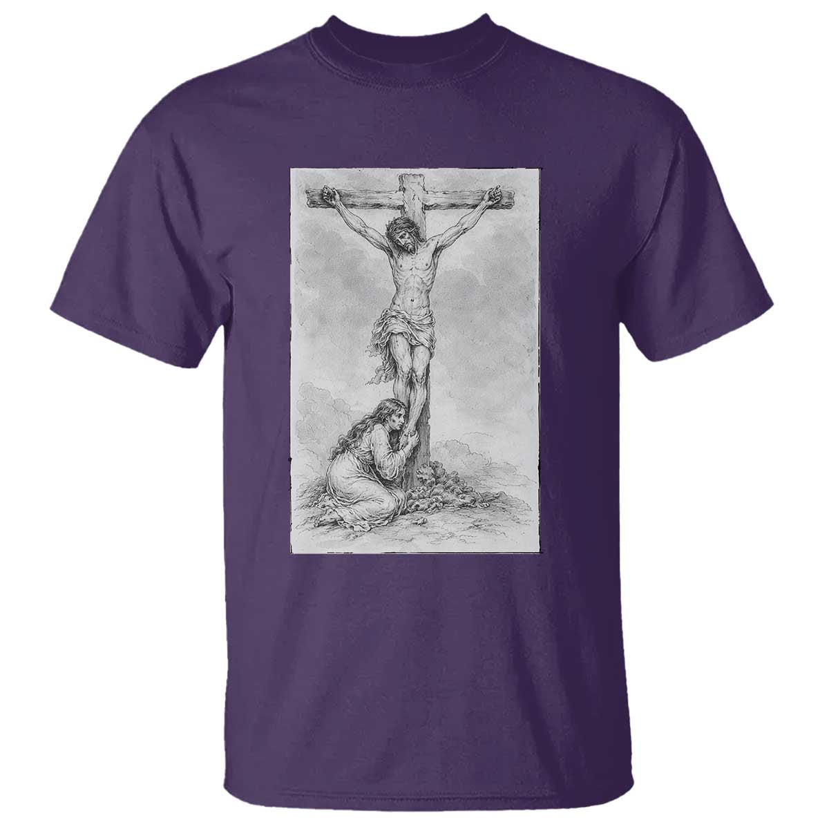 Jesus and St Mary Magdalene At The Cross T Shirt Vintage Catholic Lent TS11 Purple Print Your Wear
