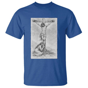 Jesus and St Mary Magdalene At The Cross T Shirt Vintage Catholic Lent TS11 Royal Blue Print Your Wear