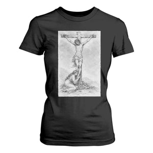 Jesus and St Mary Magdalene At The Cross T Shirt For Women Vintage Catholic Lent TS11 Black Print Your Wear