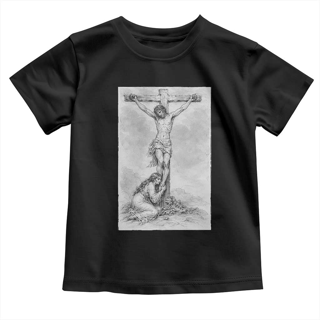 Jesus and St Mary Magdalene At The Cross Toddler T Shirt Vintage Catholic Lent TS11 Black Print Your Wear