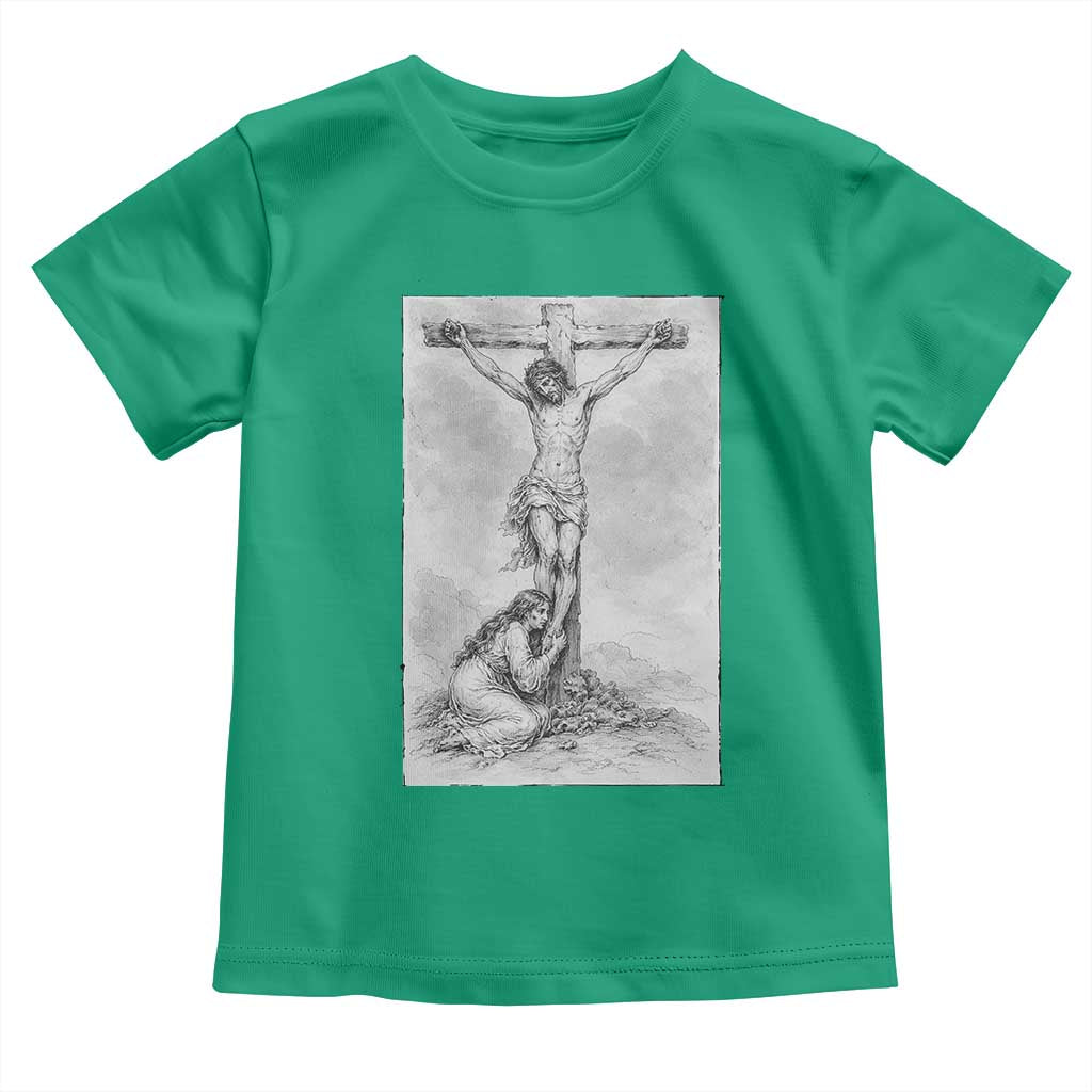 Jesus and St Mary Magdalene At The Cross Toddler T Shirt Vintage Catholic Lent TS11 Irish Green Print Your Wear