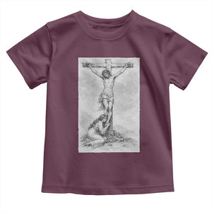 Jesus and St Mary Magdalene At The Cross Toddler T Shirt Vintage Catholic Lent TS11 Maroon Print Your Wear
