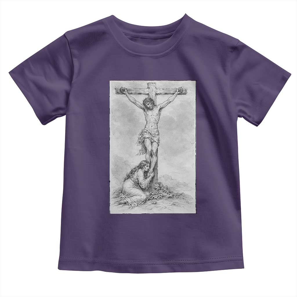 Jesus and St Mary Magdalene At The Cross Toddler T Shirt Vintage Catholic Lent TS11 Purple Print Your Wear