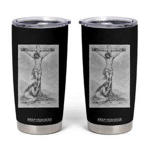 Jesus and St Mary Magdalene At The Cross Tumbler Cup Vintage Catholic Lent TS11 Black Print Your Wear