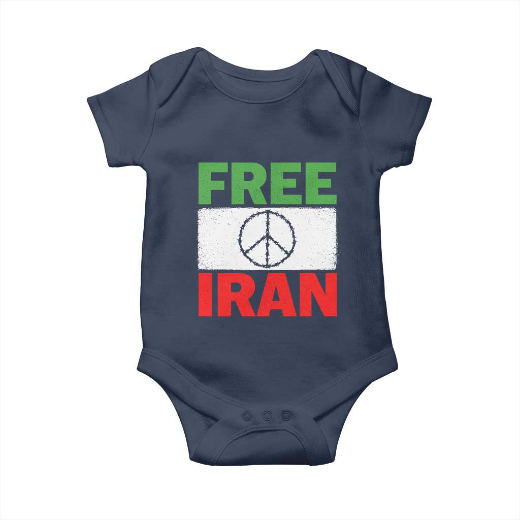 Free Iran Baby Onesie Stop War Barbed Wire Peace Sign TS11 Navy Print Your Wear