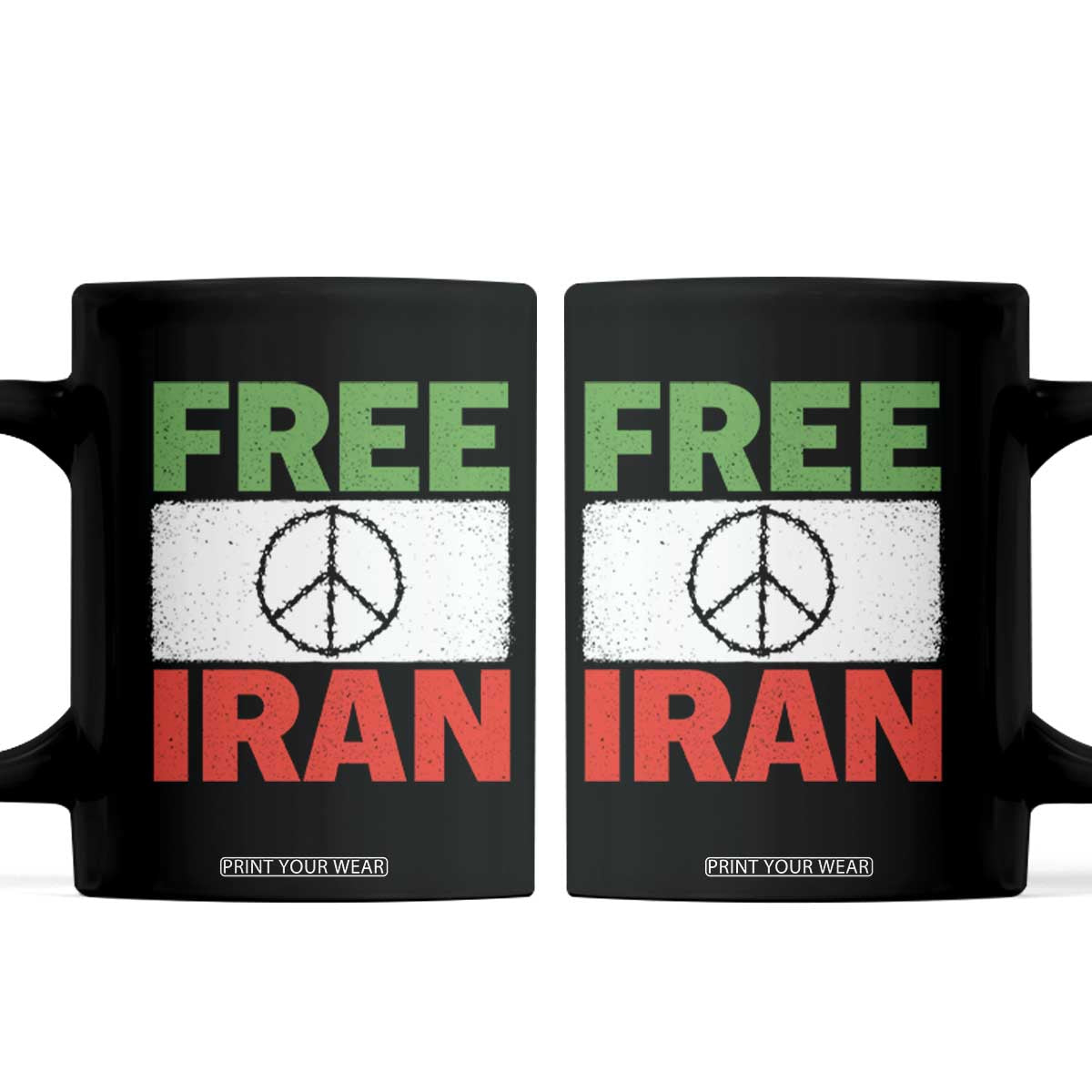Free Iran Coffee Mug Stop War Barbed Wire Peace Sign TS11 Black Print Your Wear