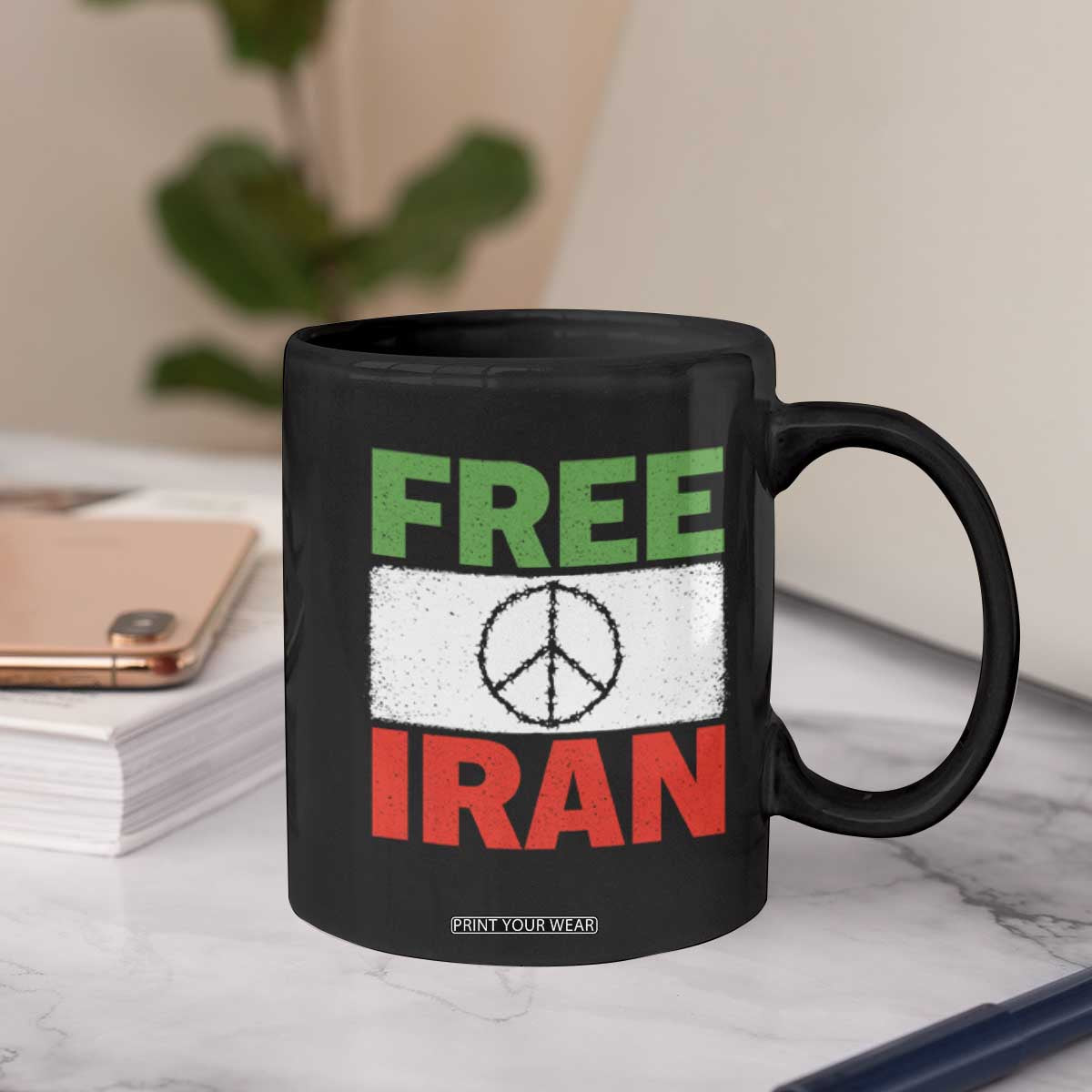 Free Iran Coffee Mug Stop War Barbed Wire Peace Sign TS11 Print Your Wear