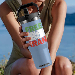 Free Iran Flip Straw Tumbler Stop War Barbed Wire Peace Sign TS11 One Size: 30 oz Light Blue Print Your Wear