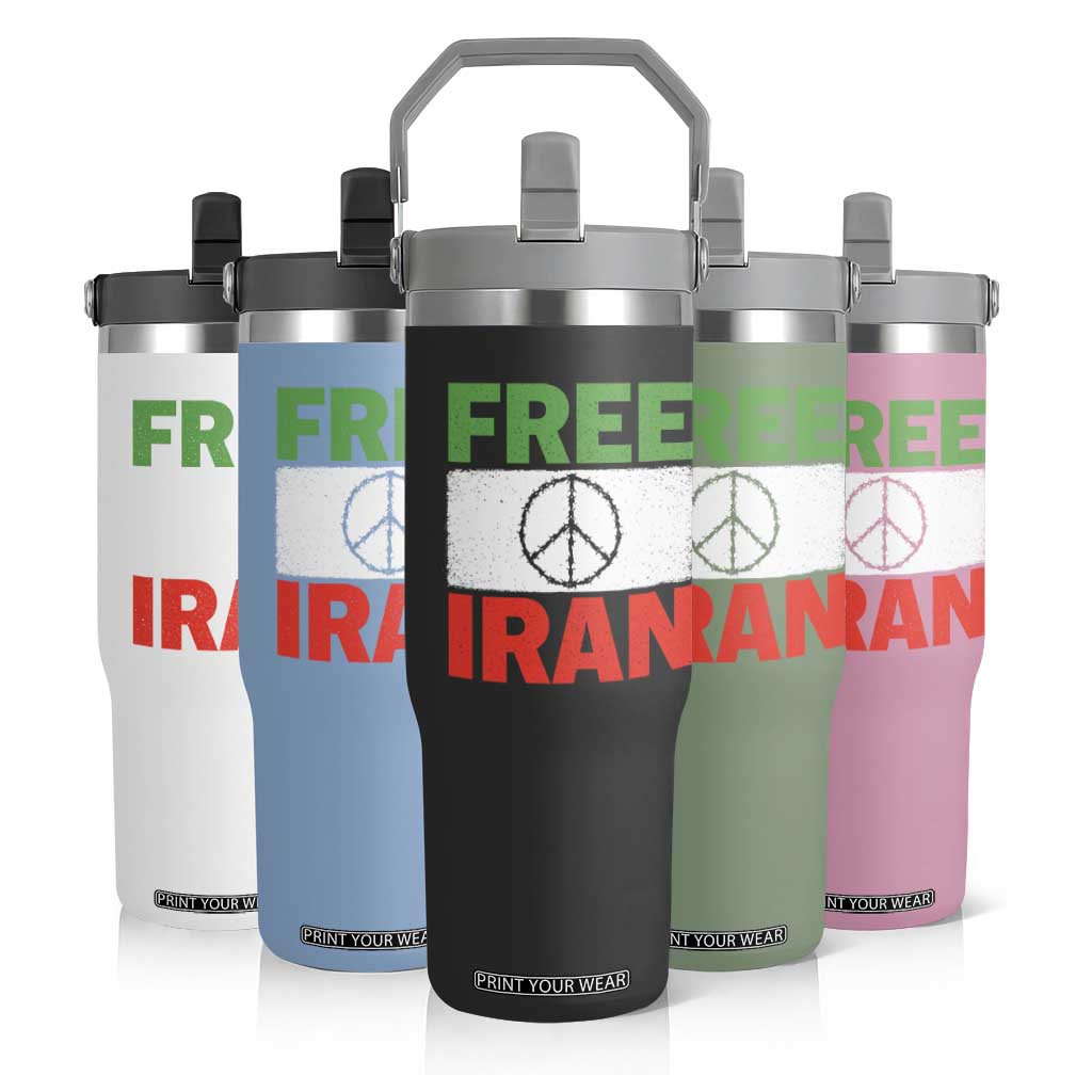 Free Iran Flip Straw Tumbler Stop War Barbed Wire Peace Sign TS11 Print Your Wear
