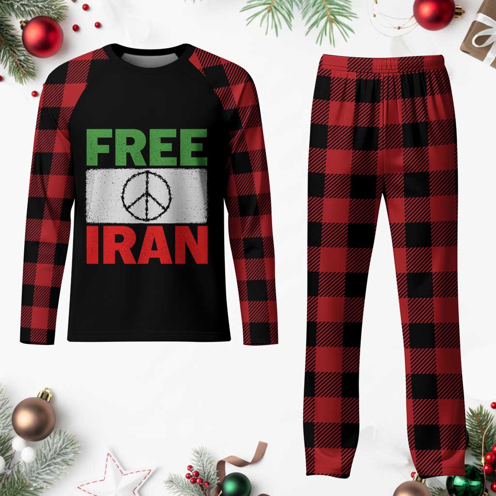 Free Iran Plaid Pajama Set Stop War Barbed Wire Peace Sign TS11 Buffalo Plaid Print Your Wear