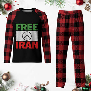 Free Iran Plaid Pajama Set Stop War Barbed Wire Peace Sign TS11 Buffalo Plaid Print Your Wear