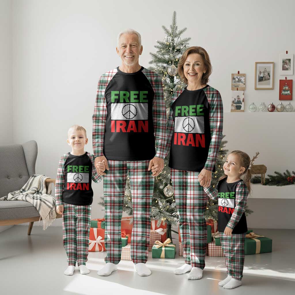 Free Iran Plaid Pajama Set Stop War Barbed Wire Peace Sign TS11 Christmas Plaid Print Your Wear