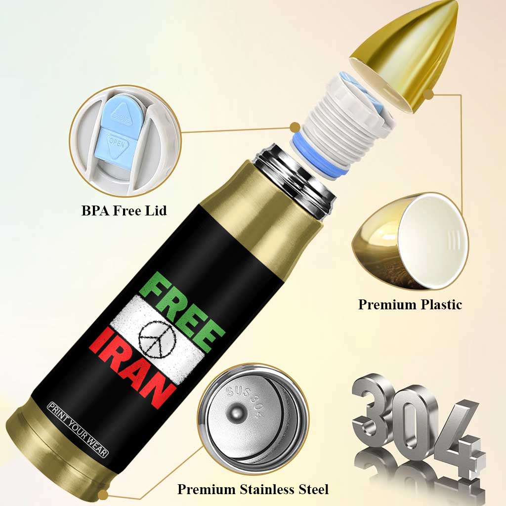 Free Iran Bullet Tumbler Stop War Barbed Wire Peace Sign TS11 Print Your Wear