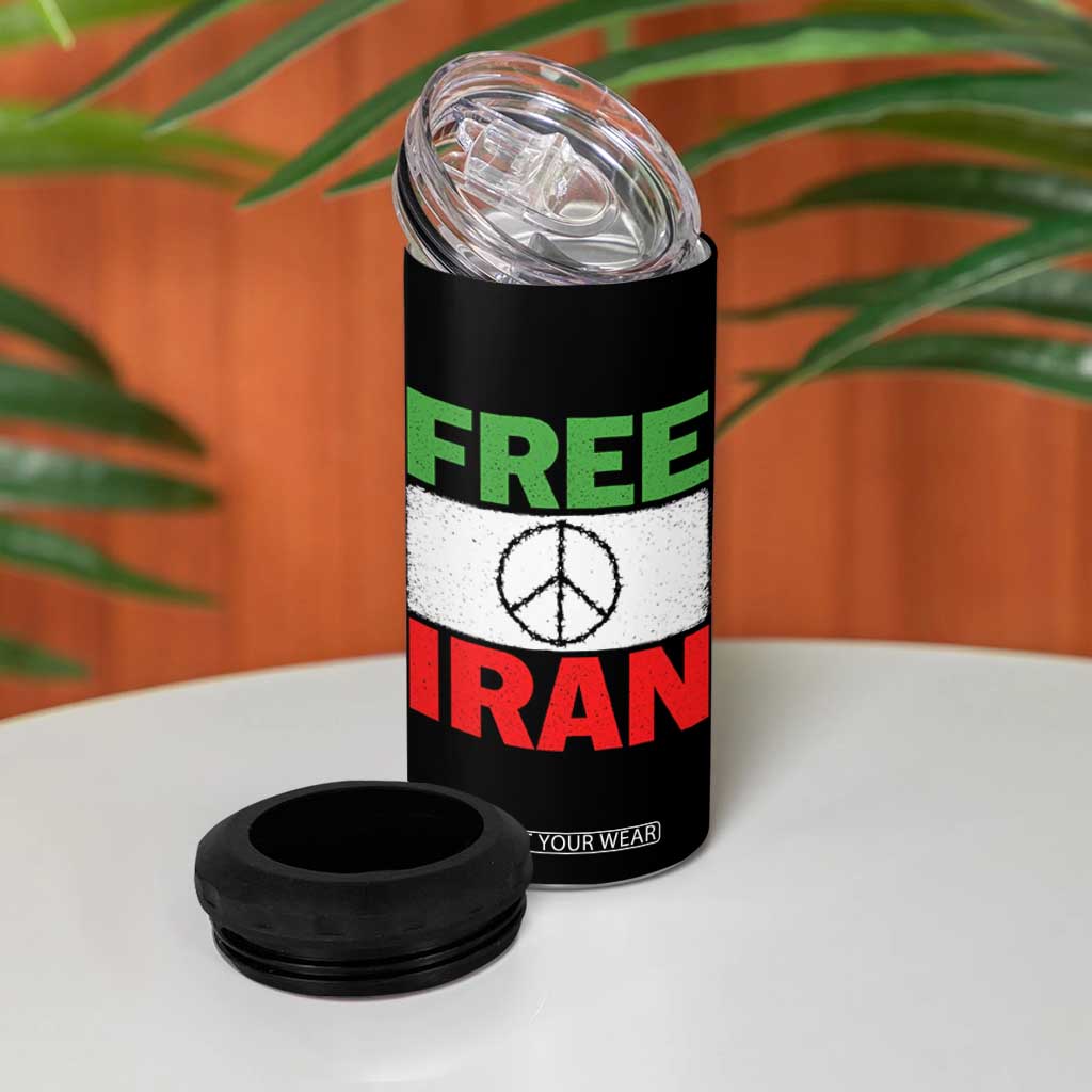 Free Iran 4 in 1 Can Cooler Tumbler Stop War Barbed Wire Peace Sign TS11 Print Your Wear