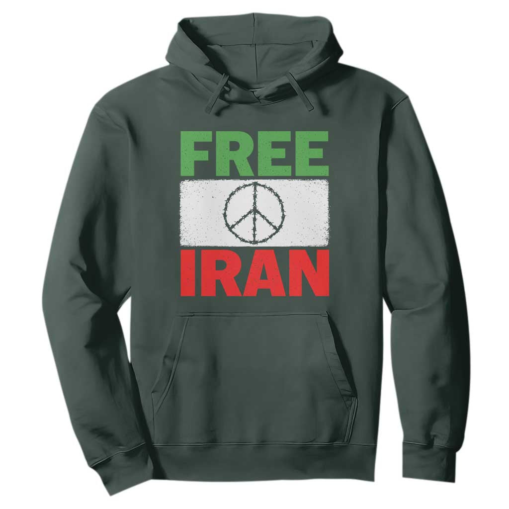 Free Iran Hoodie Stop War Barbed Wire Peace Sign TS11 Dark Forest Green Print Your Wear
