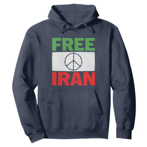 Free Iran Hoodie Stop War Barbed Wire Peace Sign TS11 Navy Print Your Wear