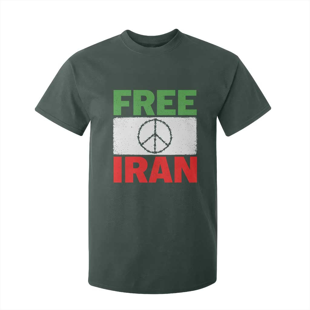 Free Iran T Shirt For Kid Stop War Barbed Wire Peace Sign TS11 Dark Forest Green Print Your Wear
