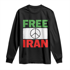 Free Iran Long Sleeve Shirt Stop War Barbed Wire Peace Sign TS11 Black Print Your Wear