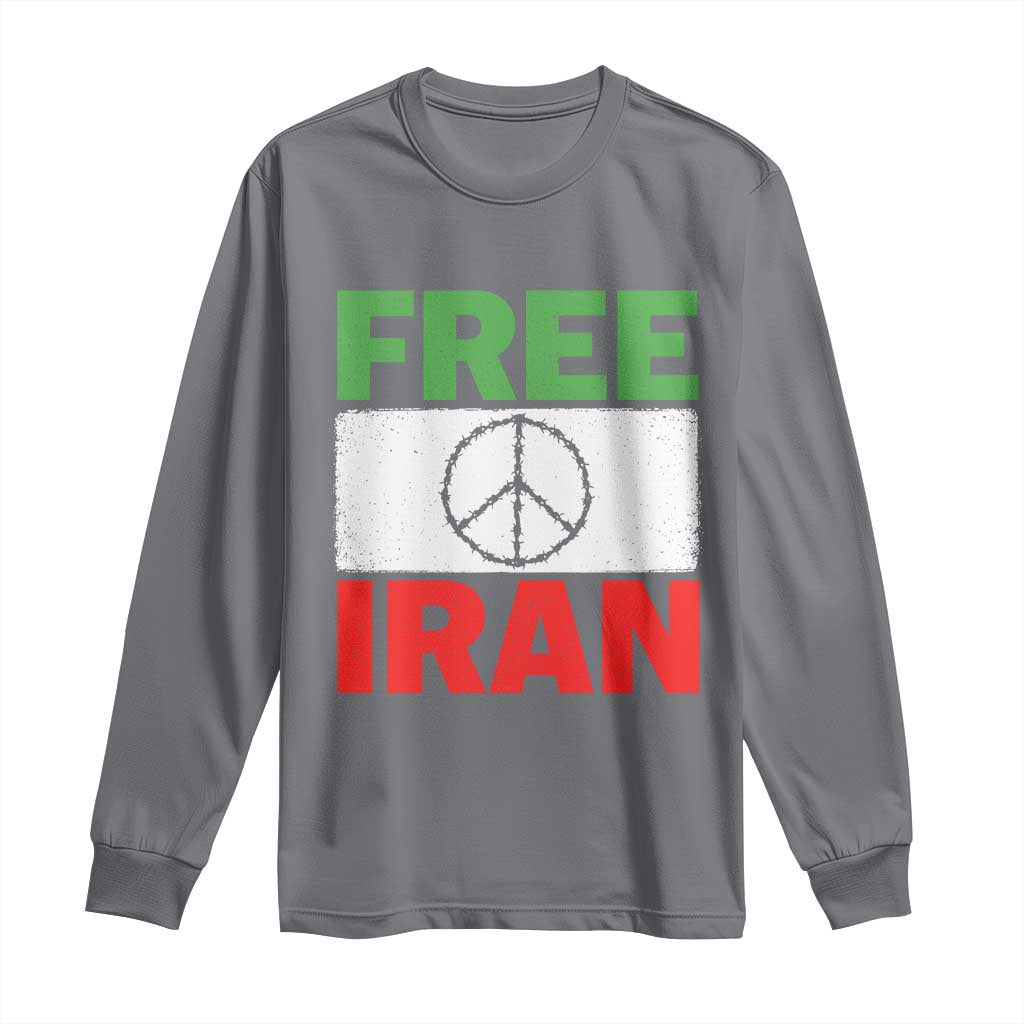 Free Iran Long Sleeve Shirt Stop War Barbed Wire Peace Sign TS11 Charcoal Print Your Wear
