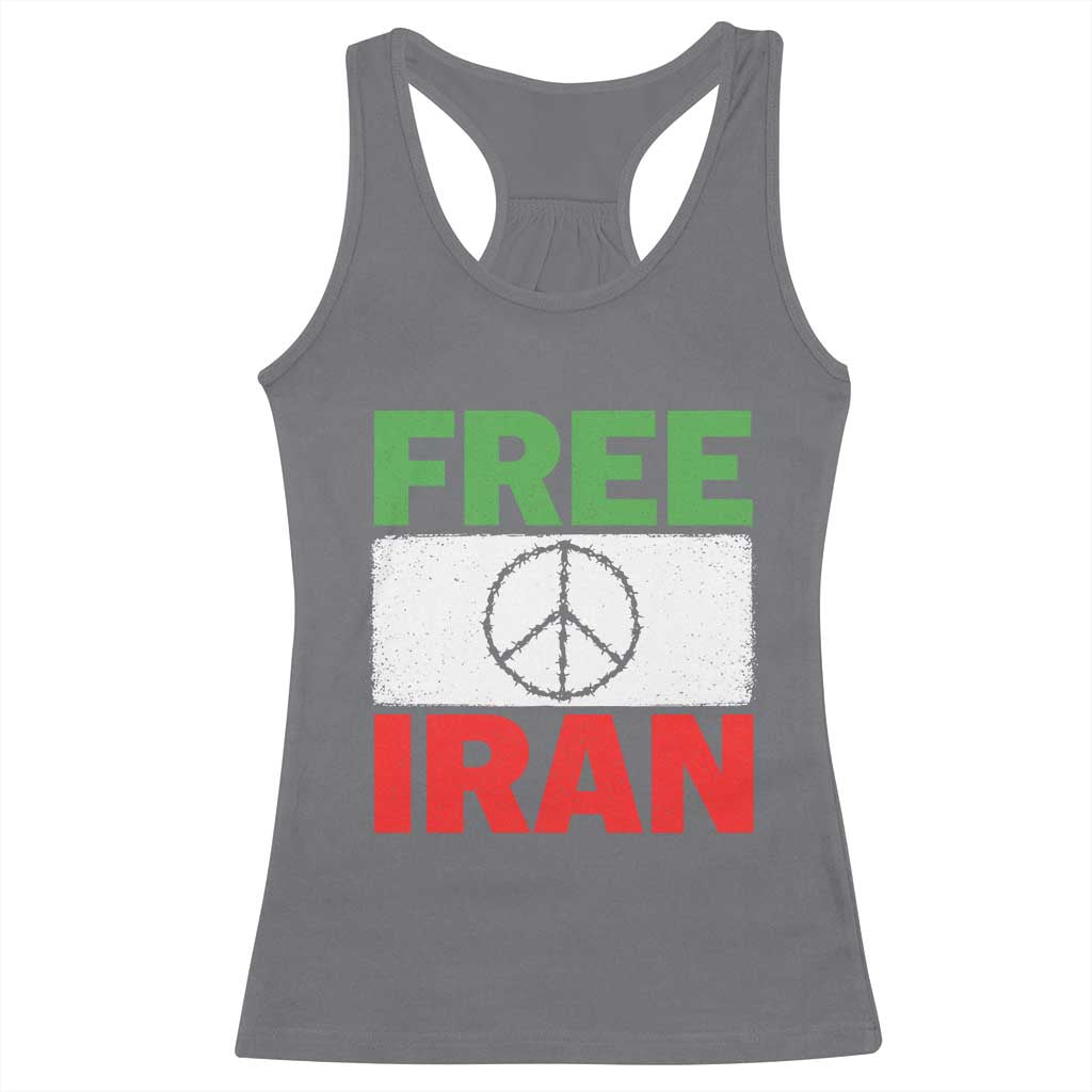 Free Iran Racerback Tank Top Stop War Barbed Wire Peace Sign TS11 Charcoal Print Your Wear