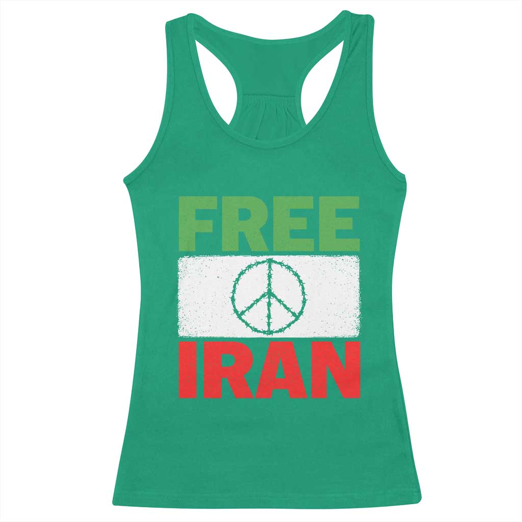 Free Iran Racerback Tank Top Stop War Barbed Wire Peace Sign TS11 Irish Green Print Your Wear