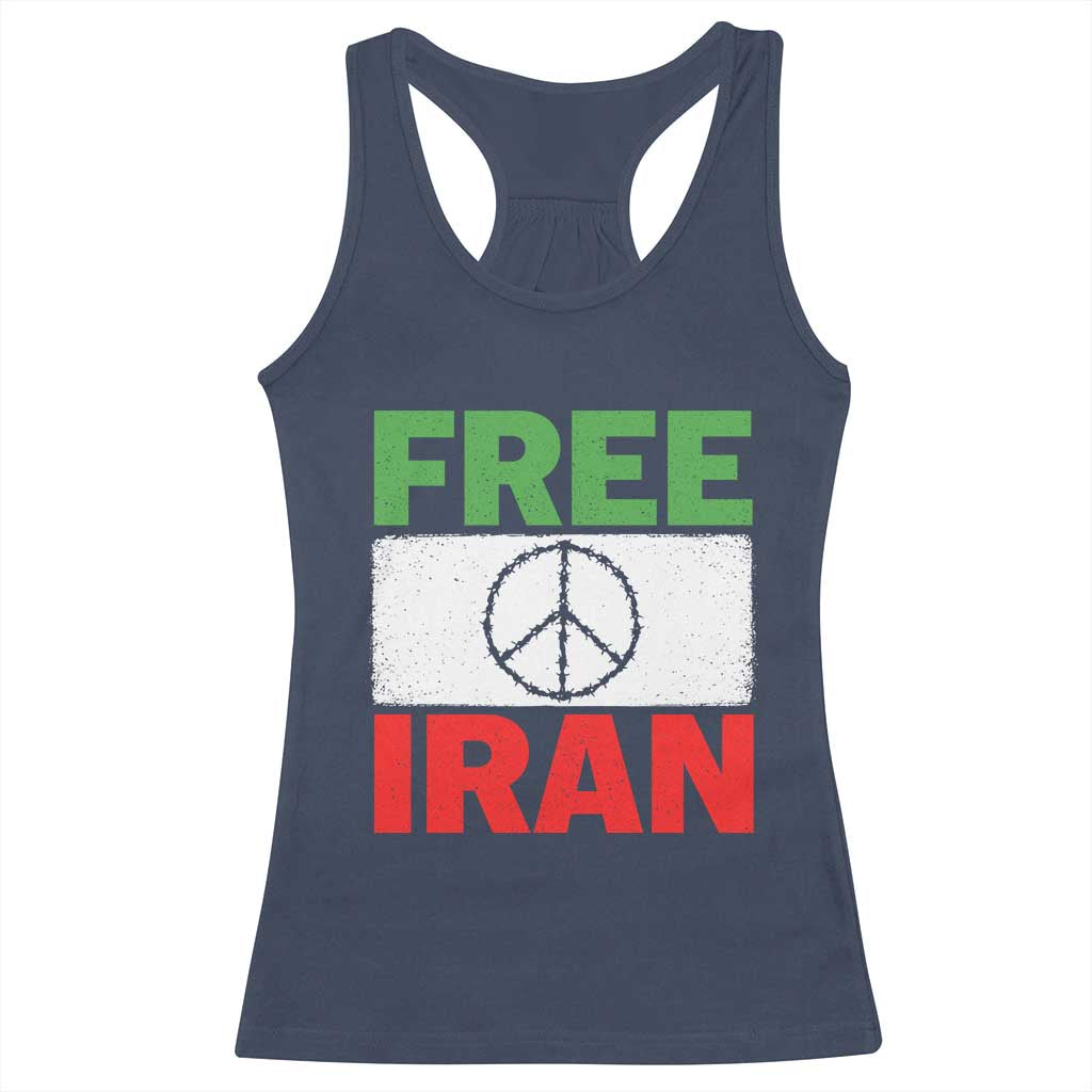 Free Iran Racerback Tank Top Stop War Barbed Wire Peace Sign TS11 Navy Print Your Wear