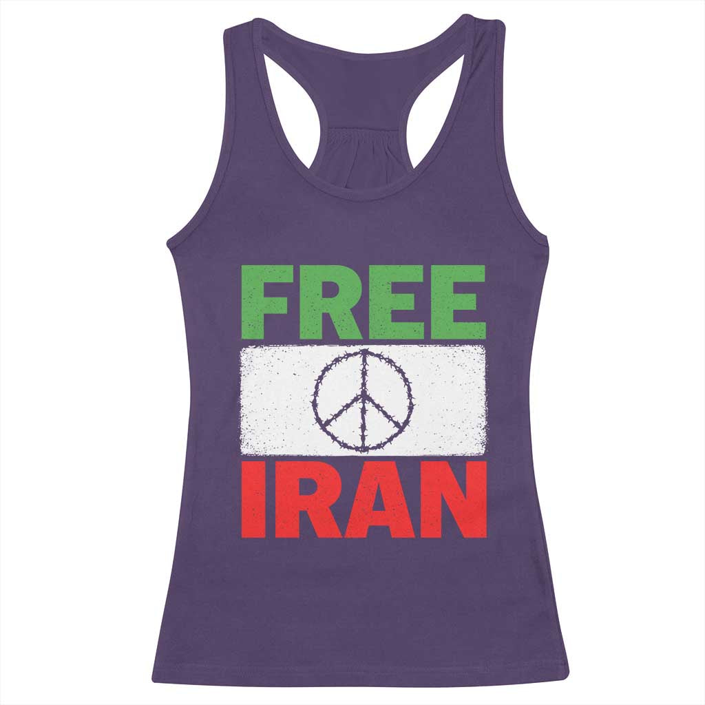Free Iran Racerback Tank Top Stop War Barbed Wire Peace Sign TS11 Purple Print Your Wear