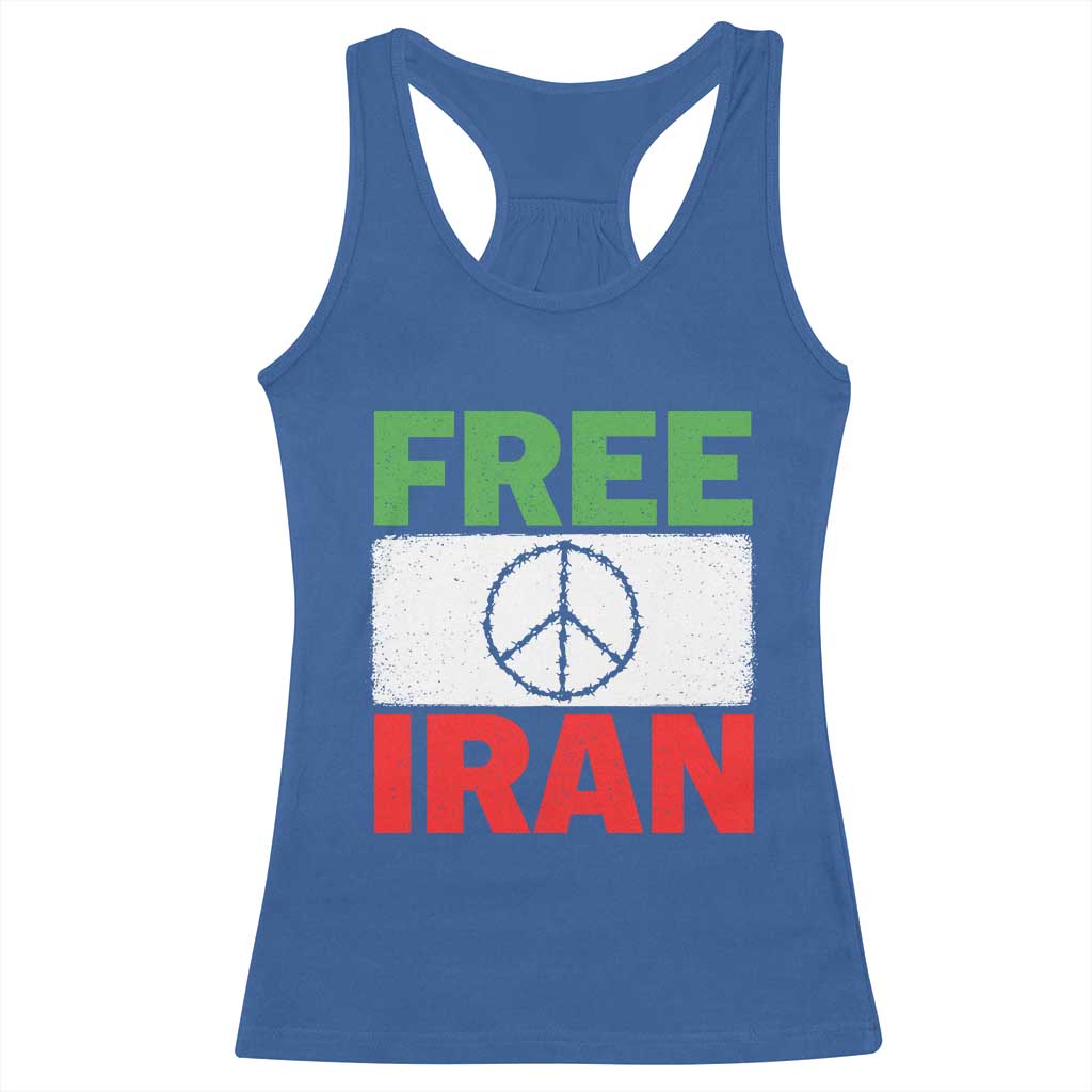 Free Iran Racerback Tank Top Stop War Barbed Wire Peace Sign TS11 Royal Blue Print Your Wear