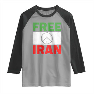 Free Iran Raglan Shirt Stop War Barbed Wire Peace Sign TS11 Sport Gray Black Print Your Wear