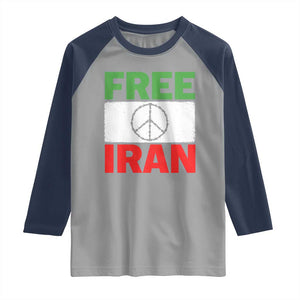 Free Iran Raglan Shirt Stop War Barbed Wire Peace Sign TS11 Sport Gray Navy Print Your Wear