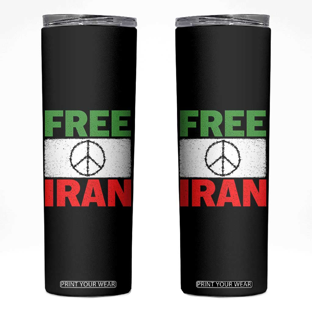 Free Iran Skinny Tumbler Stop War Barbed Wire Peace Sign TS11 Black Print Your Wear