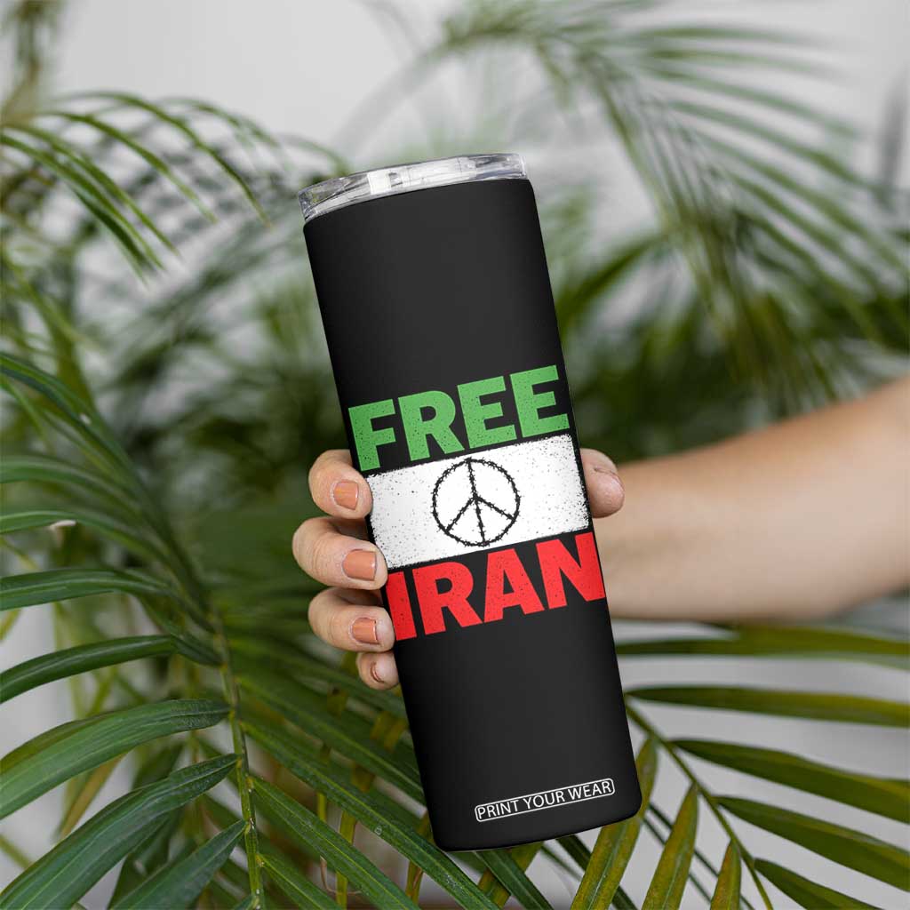 Free Iran Skinny Tumbler Stop War Barbed Wire Peace Sign TS11 Print Your Wear