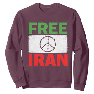 Free Iran Sweatshirt Stop War Barbed Wire Peace Sign TS11 Maroon Print Your Wear