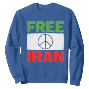 Free Iran Sweatshirt Stop War Barbed Wire Peace Sign TS11 Royal Blue Print Your Wear