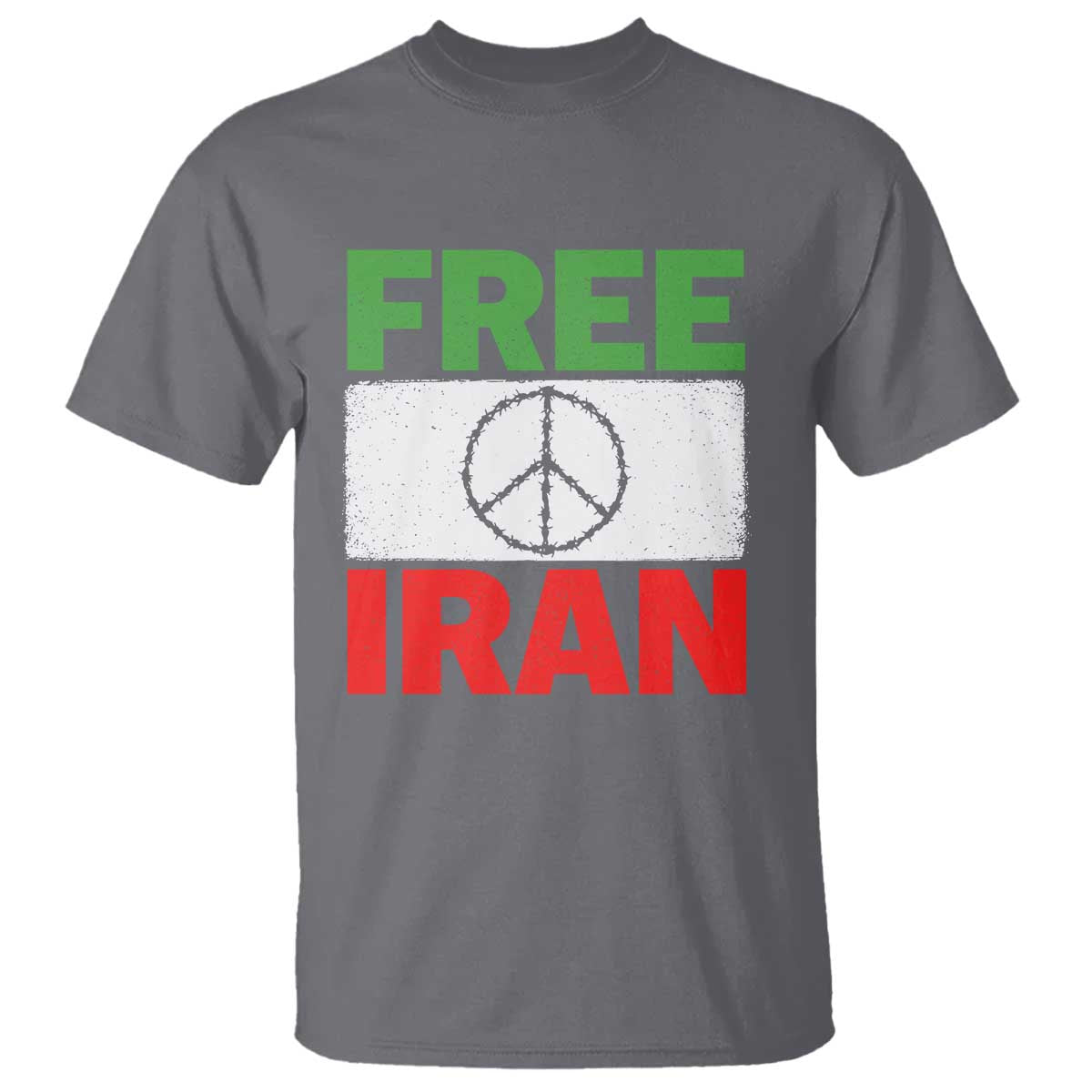 Free Iran T Shirt Stop War Barbed Wire Peace Sign TS11 Charcoal Print Your Wear
