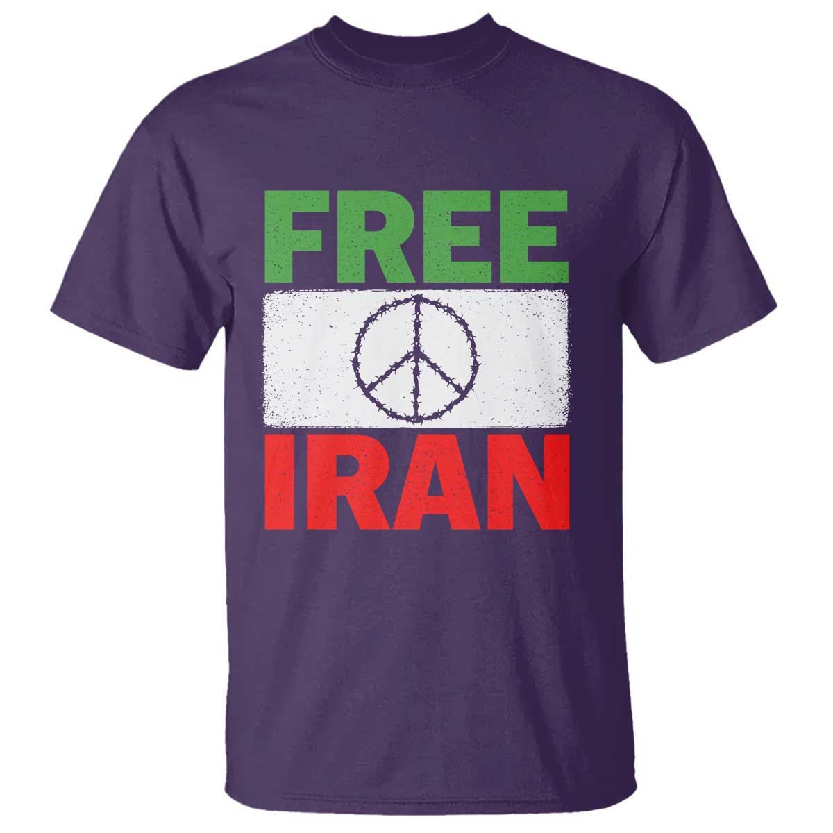 Free Iran T Shirt Stop War Barbed Wire Peace Sign TS11 Purple Print Your Wear