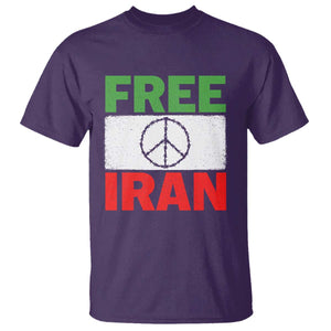Free Iran T Shirt Stop War Barbed Wire Peace Sign TS11 Purple Print Your Wear