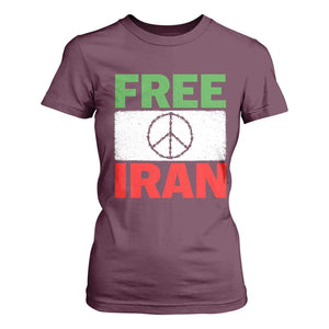 Free Iran T Shirt For Women Stop War Barbed Wire Peace Sign TS11 Maroon Print Your Wear