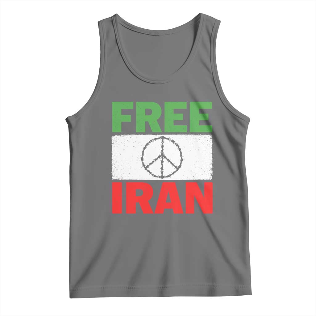 Free Iran Tank Top Stop War Barbed Wire Peace Sign TS11 Black Heather Print Your Wear