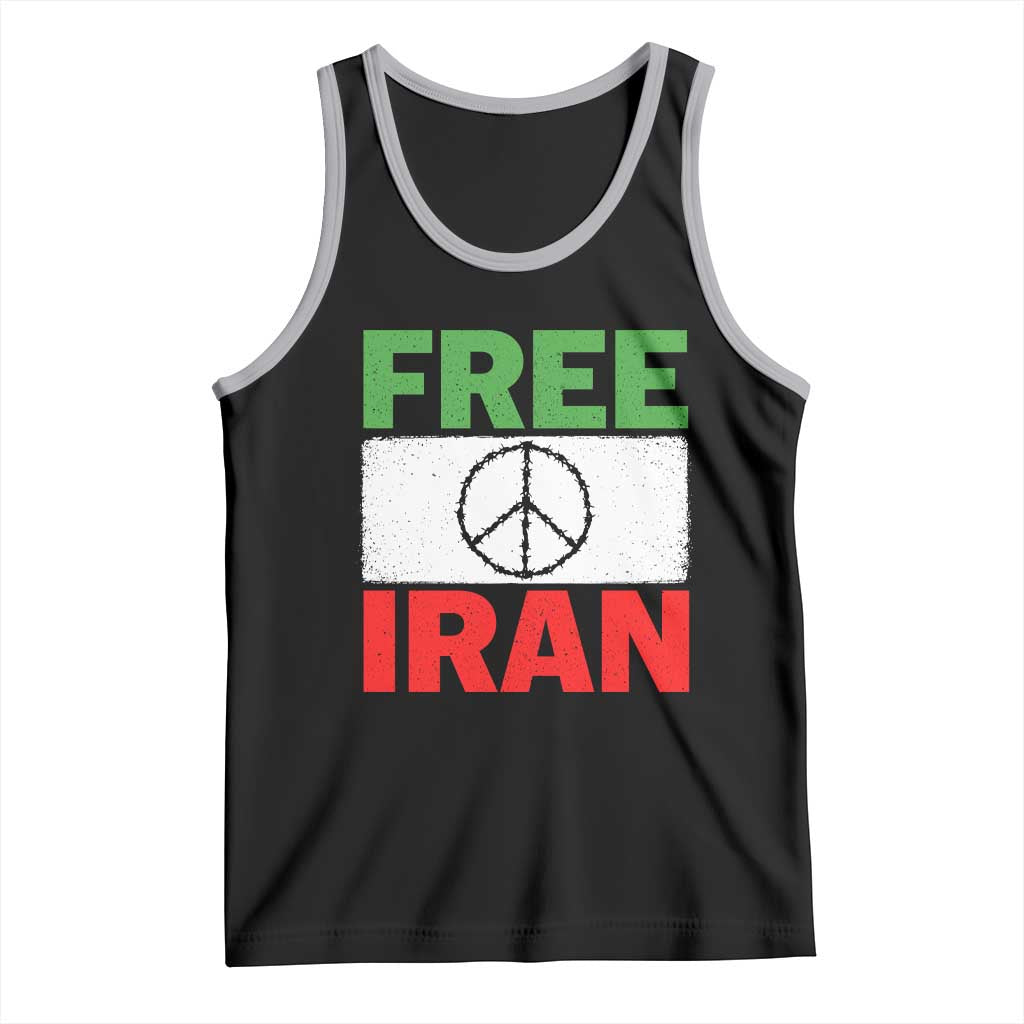 Free Iran Tank Top Stop War Barbed Wire Peace Sign TS11 Black Athletic Heather Print Your Wear