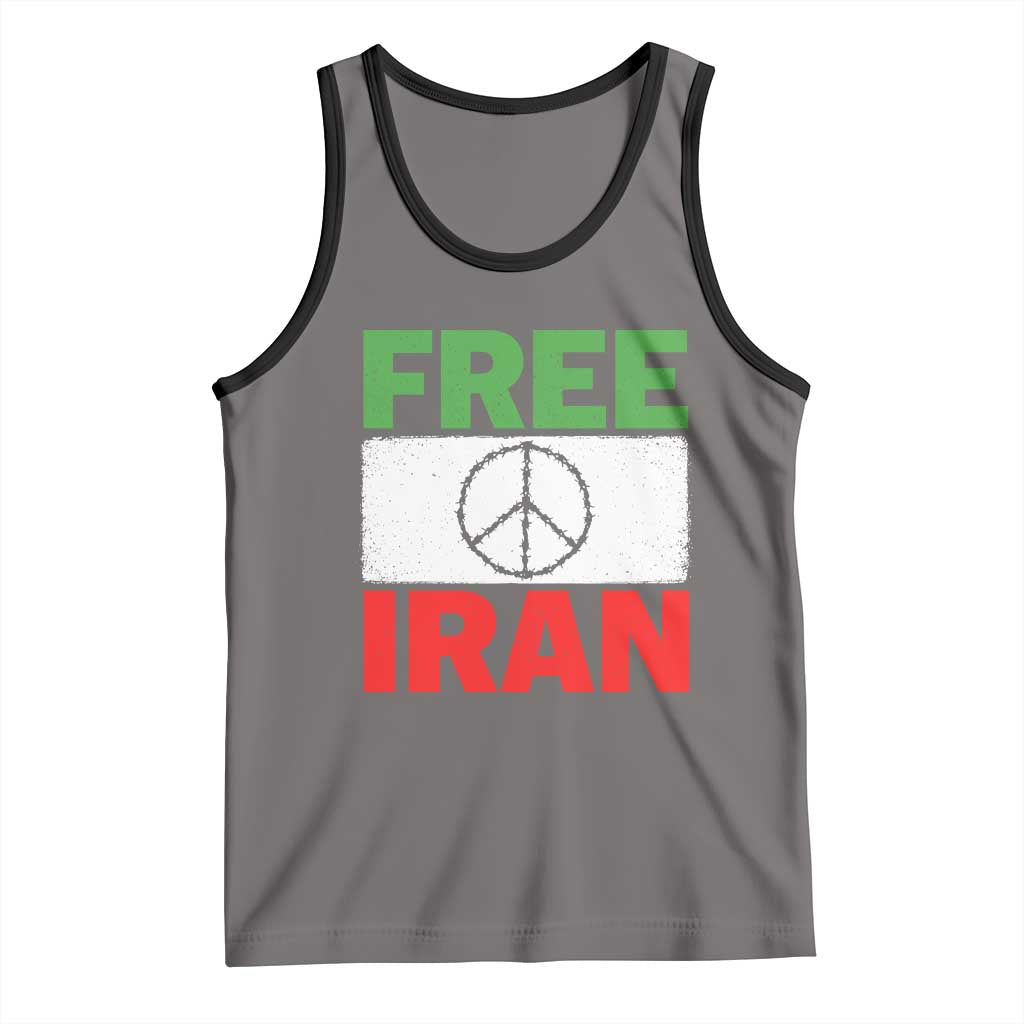 Free Iran Tank Top Stop War Barbed Wire Peace Sign TS11 Deep Heather Black Print Your Wear