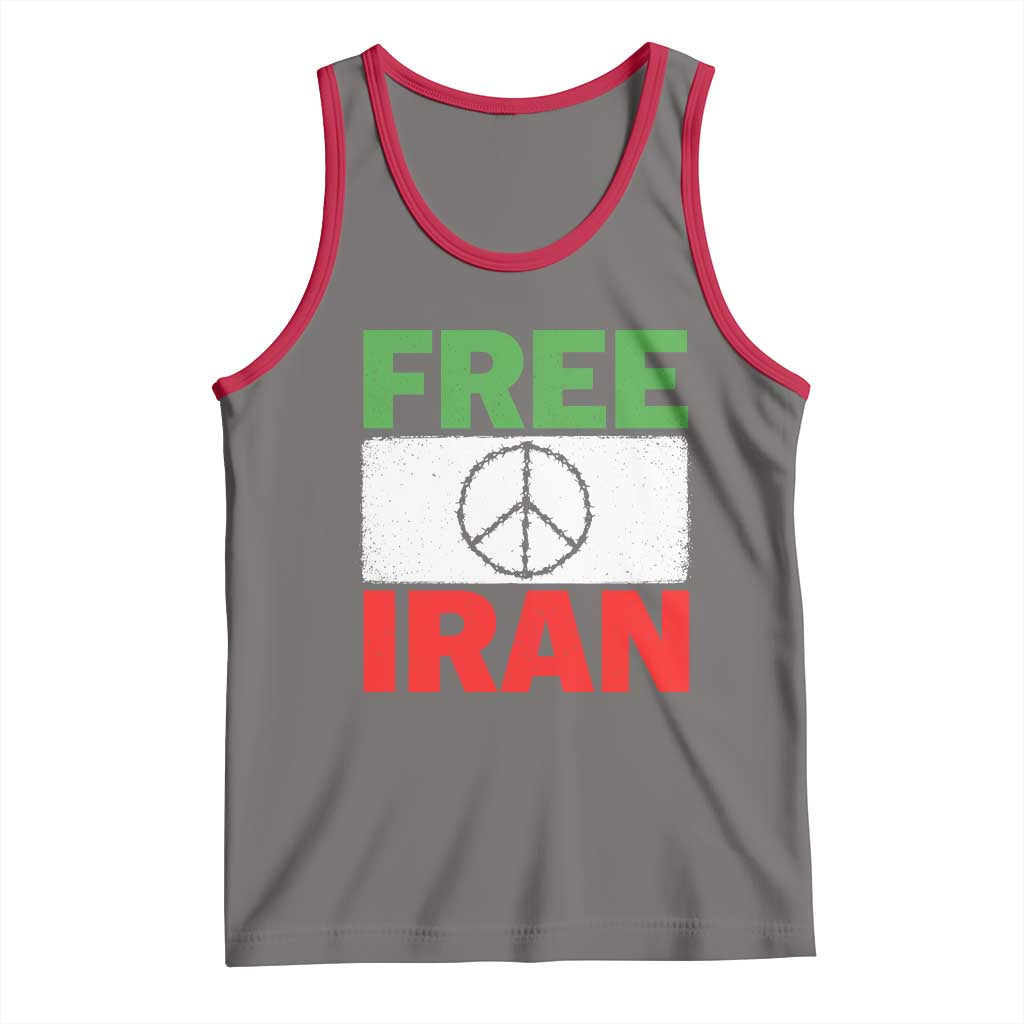 Free Iran Tank Top Stop War Barbed Wire Peace Sign TS11 Deep Heather Red Print Your Wear