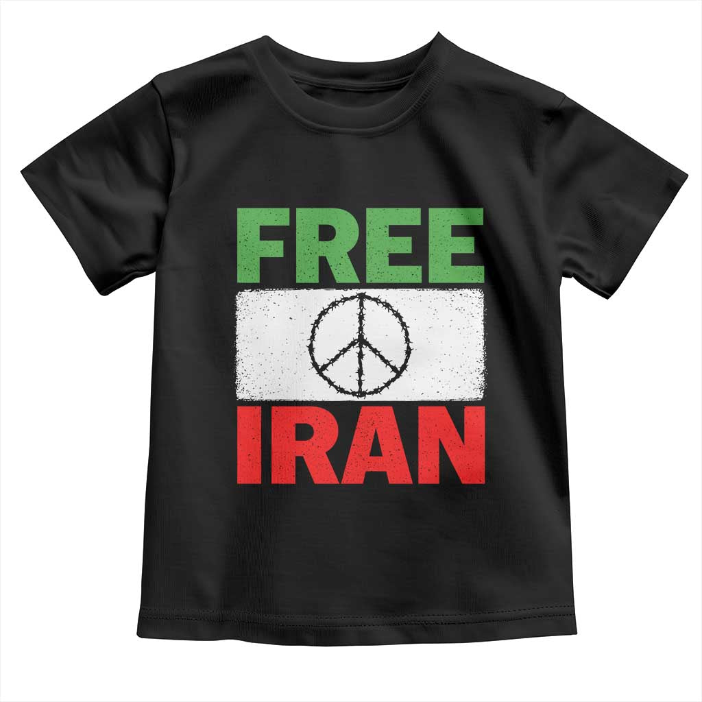 Free Iran Toddler T Shirt Stop War Barbed Wire Peace Sign TS11 Black Print Your Wear