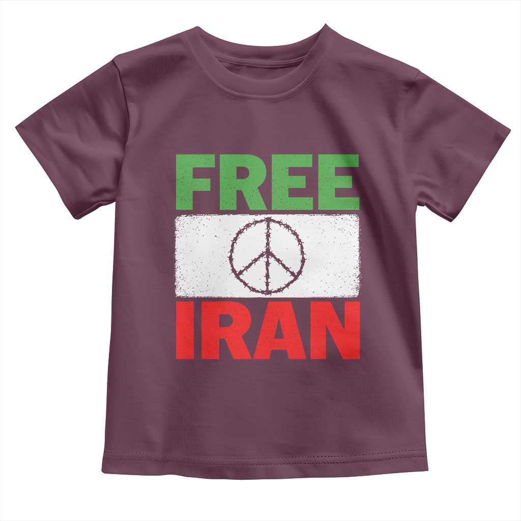 Free Iran Toddler T Shirt Stop War Barbed Wire Peace Sign TS11 Maroon Print Your Wear