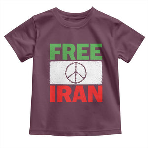 Free Iran Toddler T Shirt Stop War Barbed Wire Peace Sign TS11 Maroon Print Your Wear