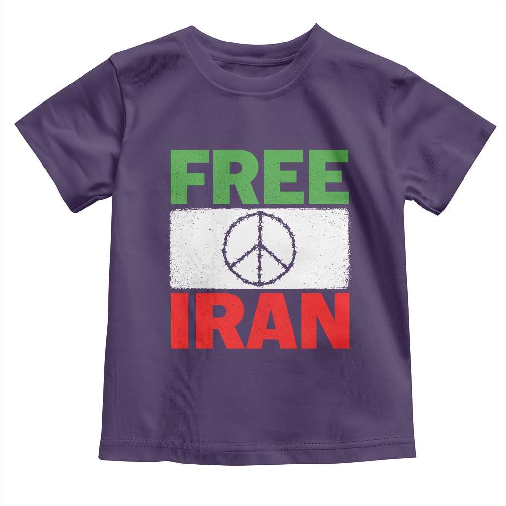 Free Iran Toddler T Shirt Stop War Barbed Wire Peace Sign TS11 Purple Print Your Wear