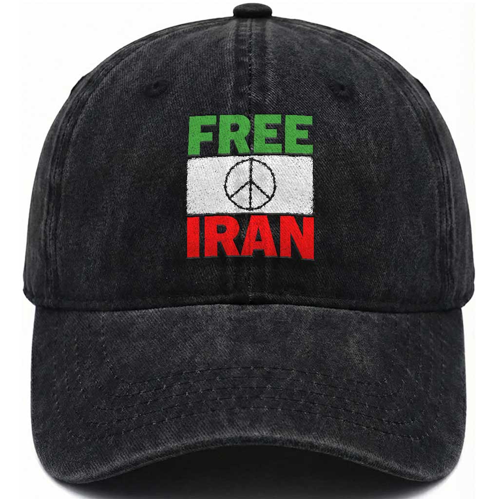 Free Iran Washed Cotton Baseball Cap Stop War Barbed Wire Peace Sign TS11 Print Your Wear