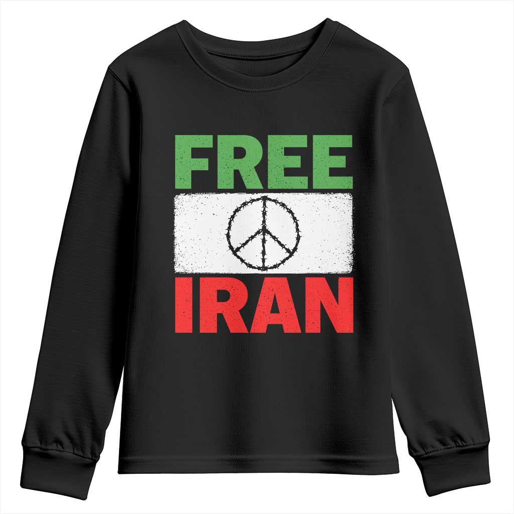 Free Iran Youth Sweatshirt Stop War Barbed Wire Peace Sign TS11 Black Print Your Wear
