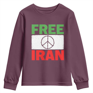 Free Iran Youth Sweatshirt Stop War Barbed Wire Peace Sign TS11 Maroon Print Your Wear