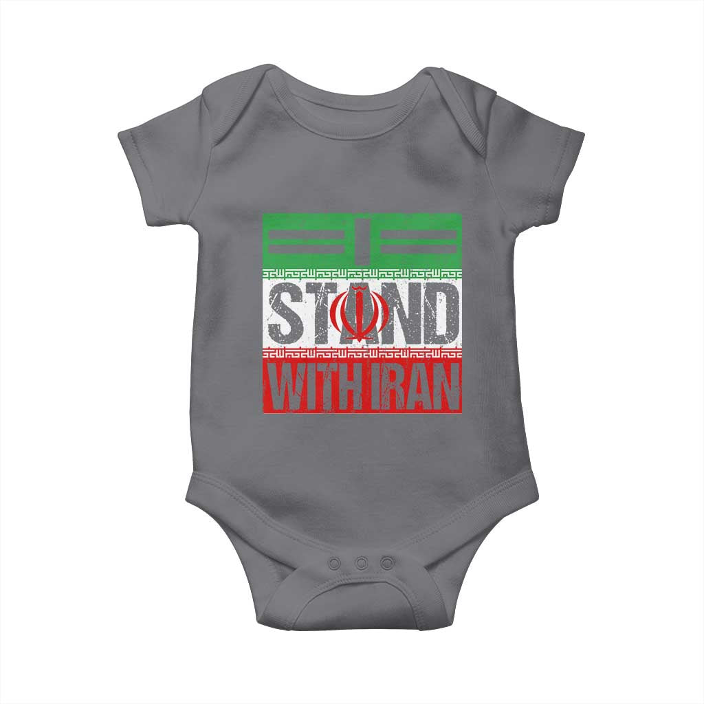 I Stand With Iran Baby Onesie Iranian People Freedom Protest TS11 Charcoal Print Your Wear
